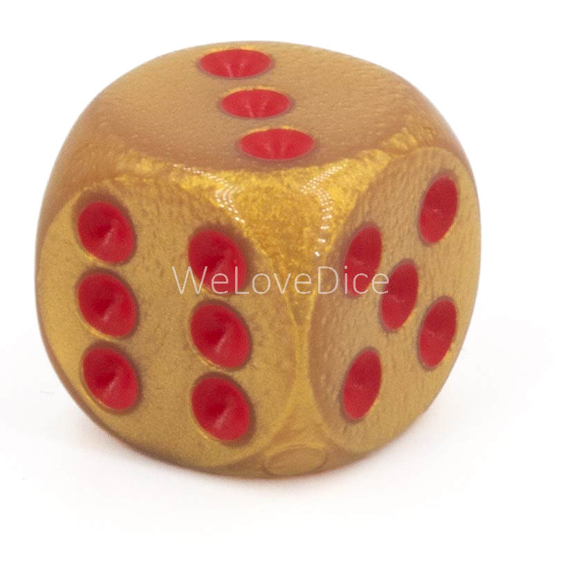 16mm W6 Würfel in goldgelb / rot