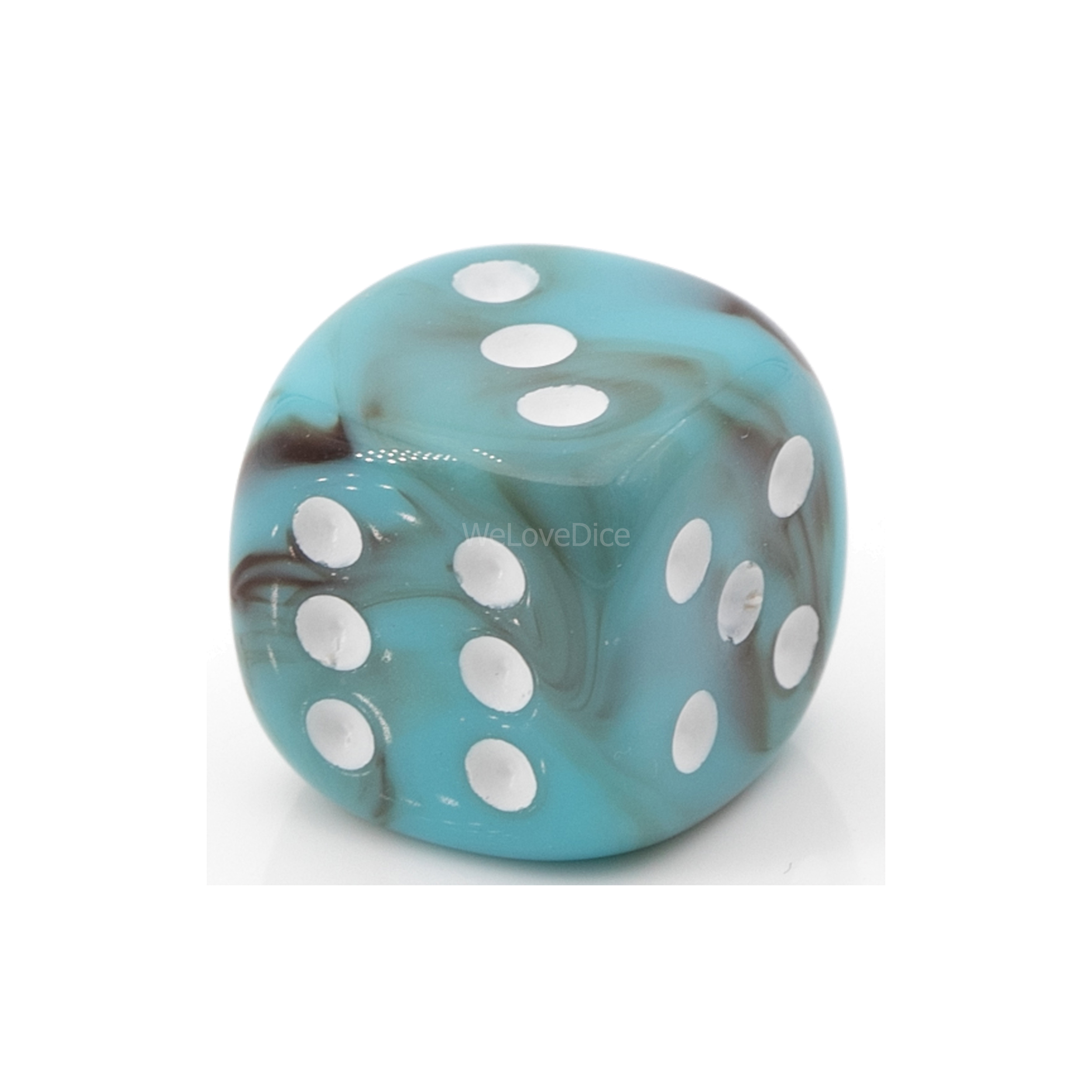 14mm W6 Würfel in türkis / weiß