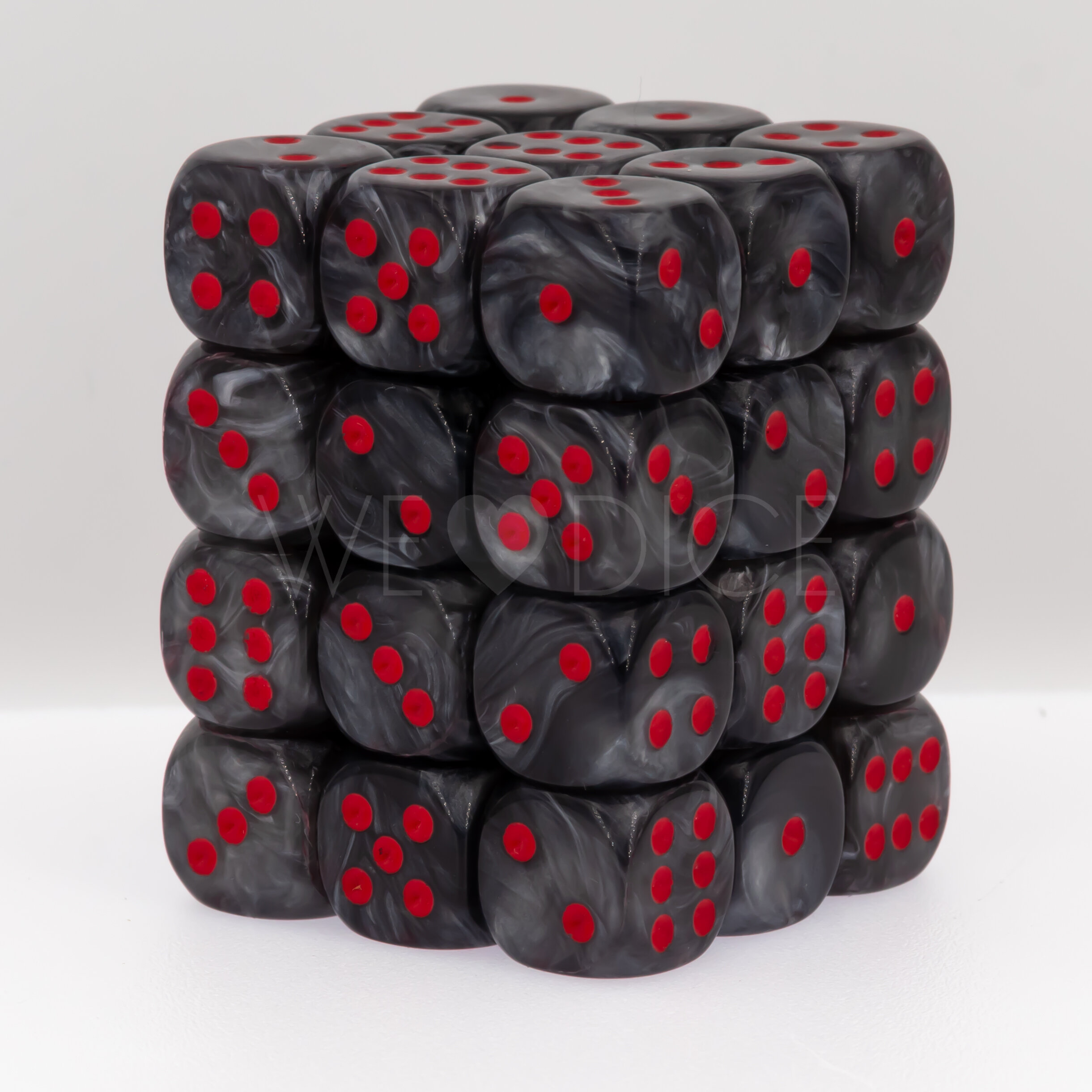 Velvet® Schwarz / rot 12mm W6 Würfel Set (36 Würfel)