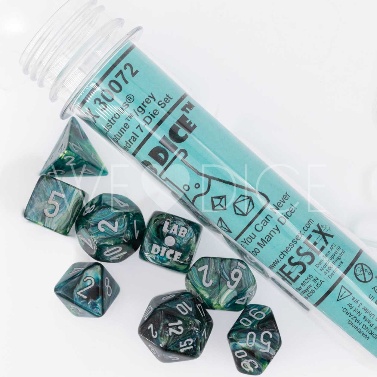 PRE ORDER LabDice Lustrous  Neptune™ / grey  Dice Set 9 Pieces