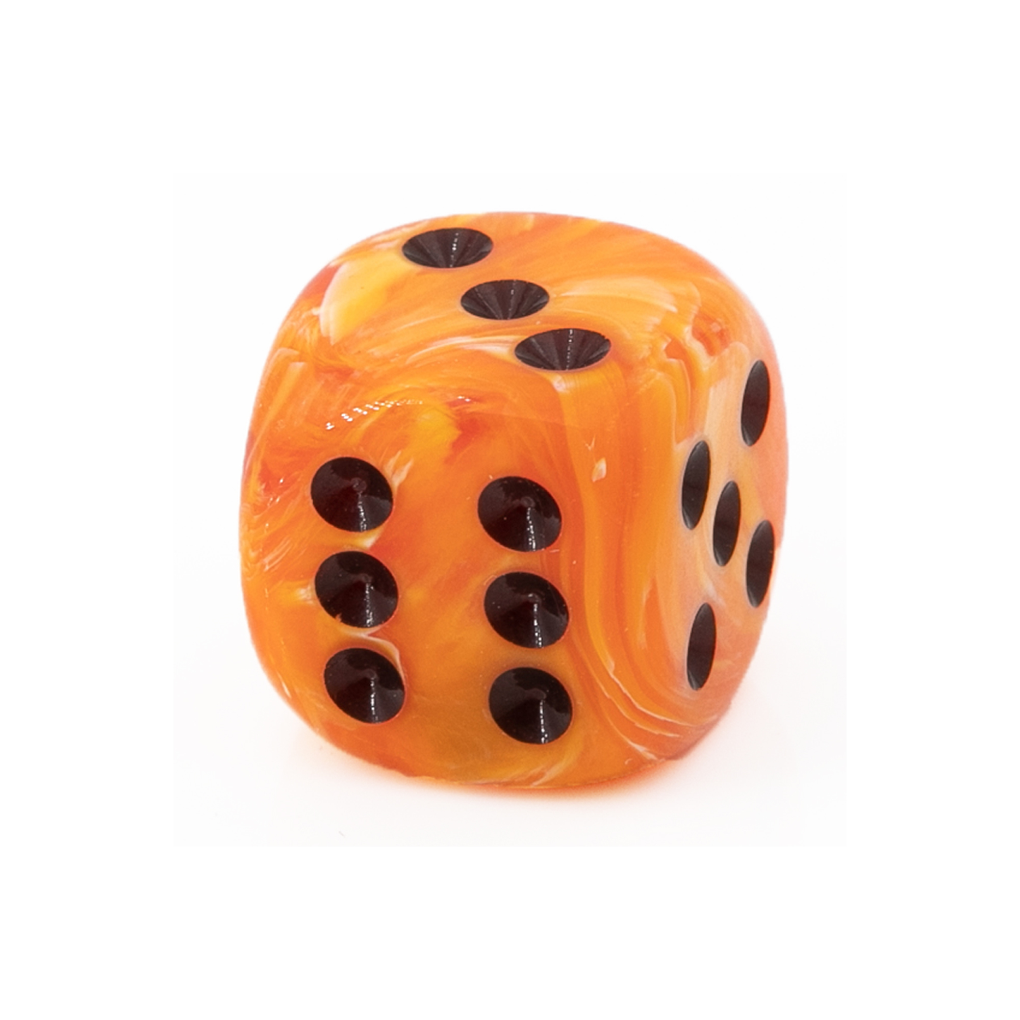 16mm W6 Würfel in kürbis orange / schwarz