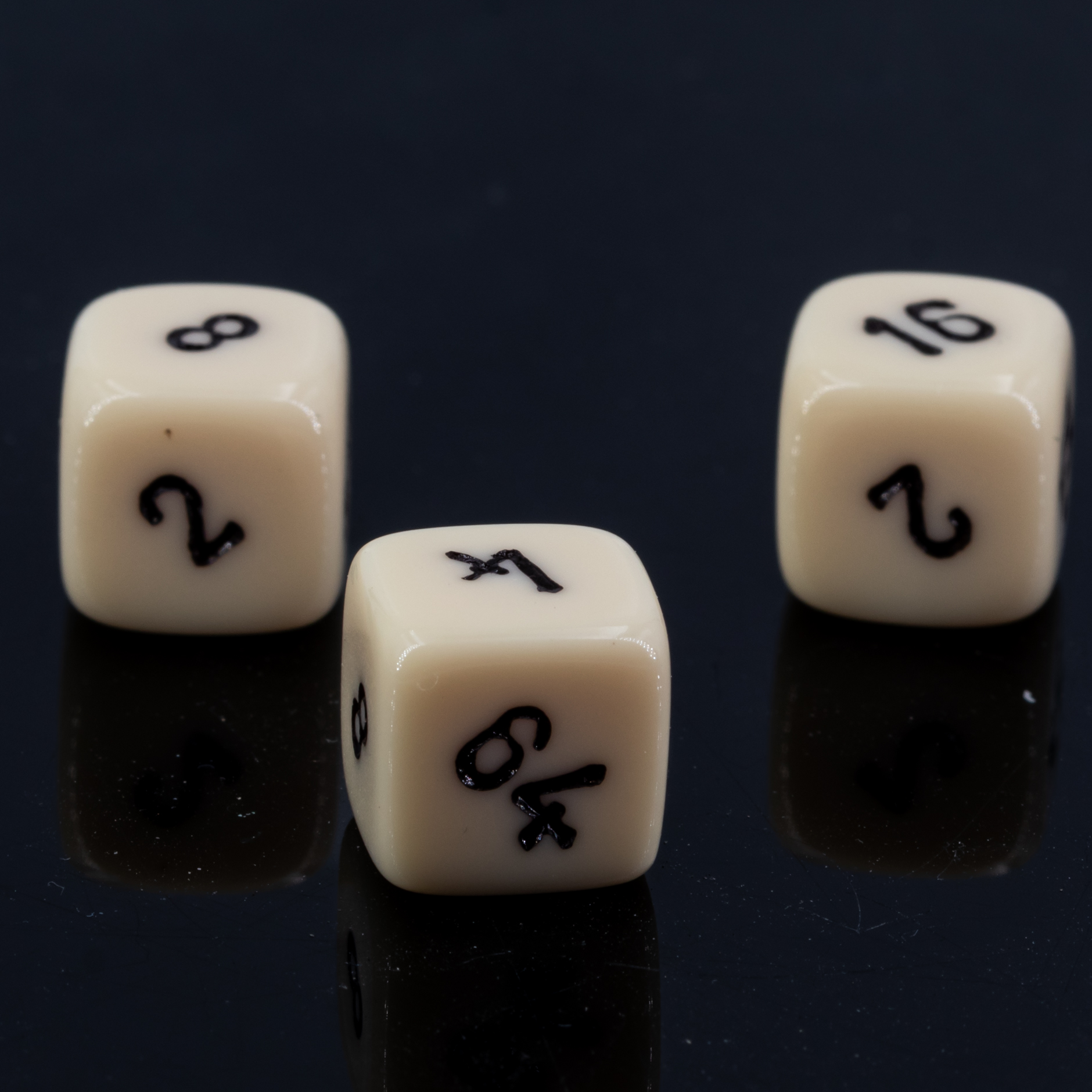 10mm  doubling cube in ivory  / black opaque