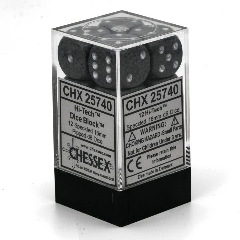 12 Hi Tech Speckled 16mm d6 Chessex Dice Sets 
