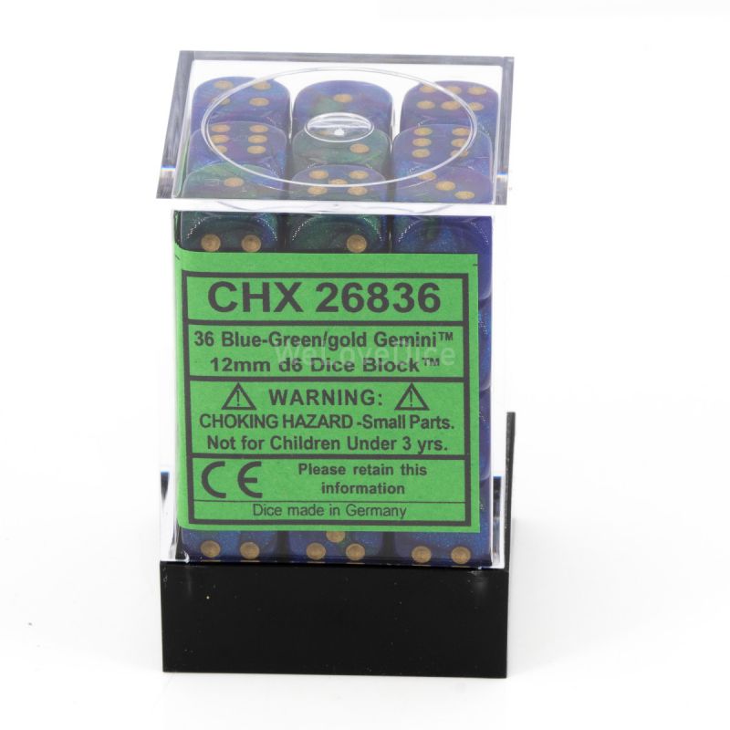 Chessex Gemini Blue-Green/Gold W6 12mm Würfel Set CHX26836 