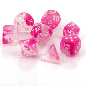 Gemini® Polyhedral Clear-Pink/white Luminary™ 8-Würfel Set